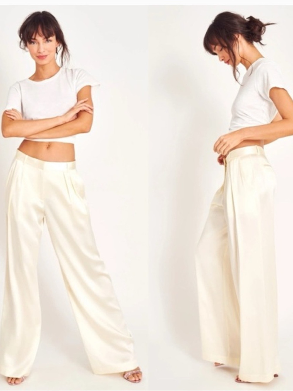 NEW LoveShackFancy Emberlynn Silk Wide Leg Pants 0